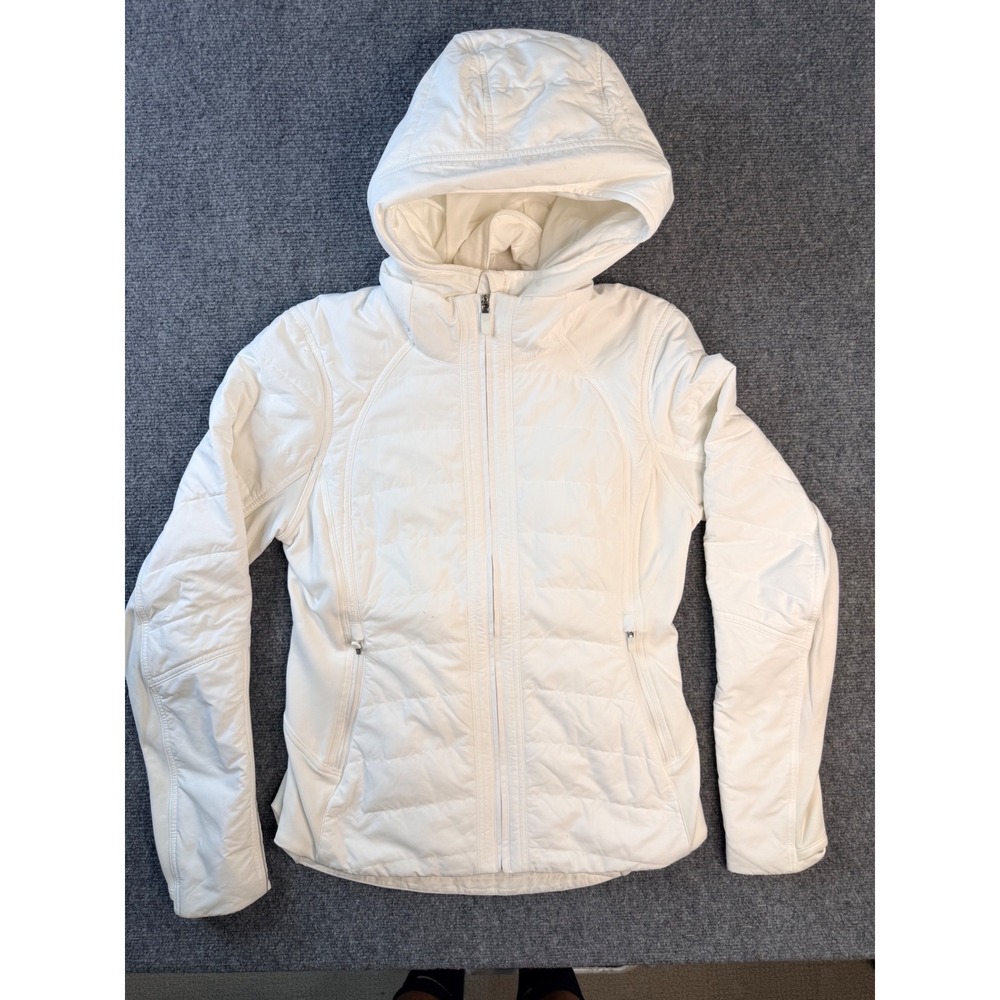 Lululemon Down For It All Jacket White Puffer Insulated Running Hooded Womens 6